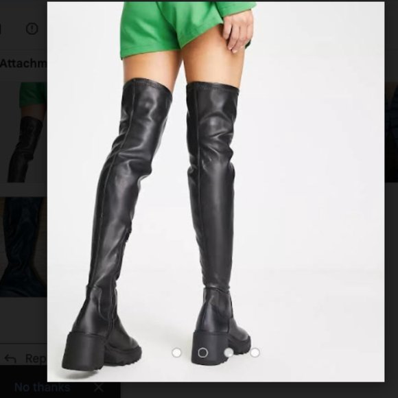 -NWOT - Missguided Over The Knee Mid-blocked Heel Black Boots Size 39 - U… - Picture 1 of 5